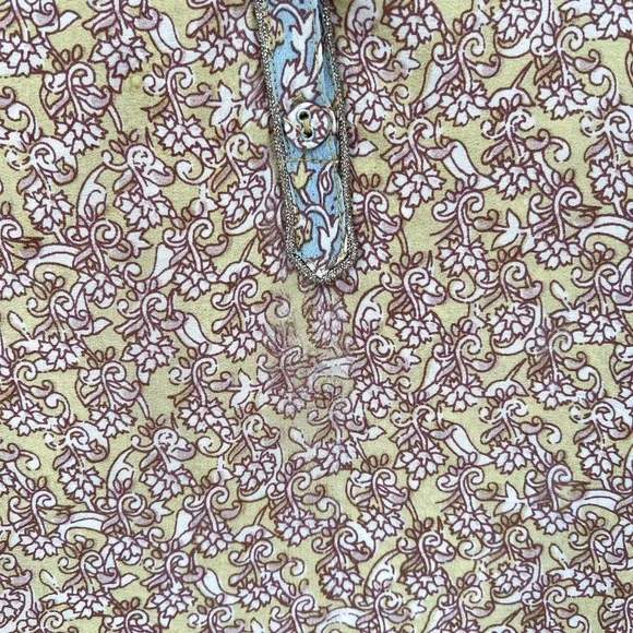 CALYPSO ST. BARTH Shirt Womens Small Gold Brown Printed Silk Long Sleeve Tunic - Picture 14 of 16